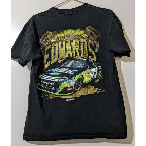 Carl Edwards 99 Roush Fenway Racing Black NASCAR T-shirt Medium Chase Authentics - Picture 2 of 6